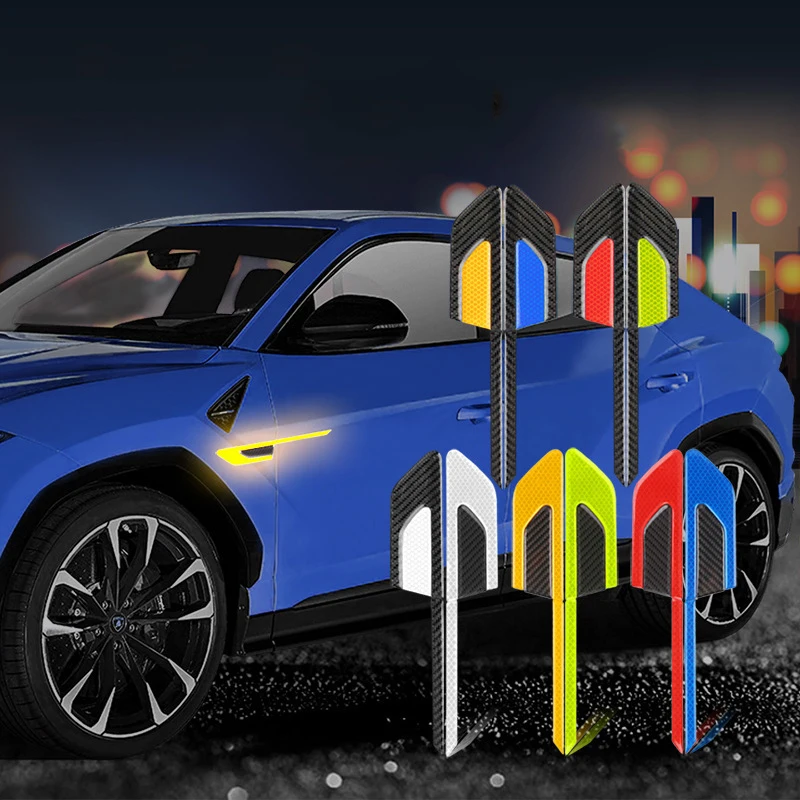 

2Pcs Automobile Leaf Plate 3D Carbon Fiber Reflective Stickers Warning Reflective Side Label Modified Car Wheel Eyebrow Stickers