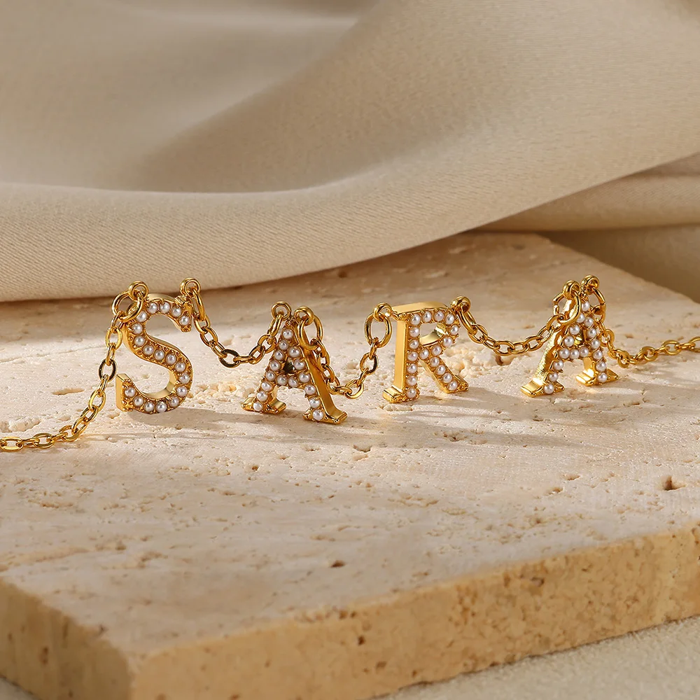 Ожерелье с буквами и искусственным жемчугом на заказ для женщин цепочка из