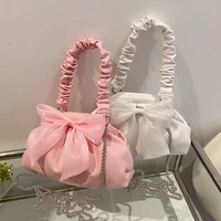 bow handbag brand crossbody bags for women pleated shoulder bag fashion wedding party evening purses designer messenger satchel