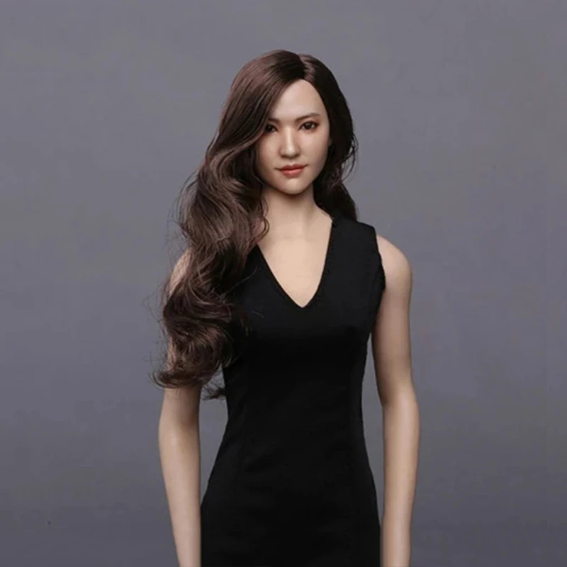 

GACTOYS GC015 масштаб 1/6, голова, лепка, азиатская красивая женщина с длинными вьющимися волосами для 12-дюймовой девочки, экшн-фигурка, кукла, игруш...