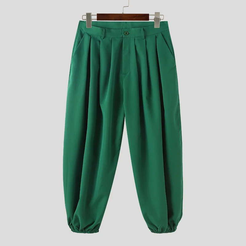 INCERUN 2024 брюки в Корейском стиле модные мужские свободные дизайнерские простые