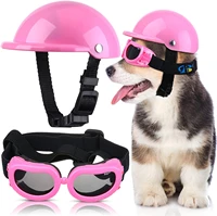 dog sunglasses and pet helmet set with dog goggles dust wind uv protection dog glasses dog helmet and goggles adjustable hat