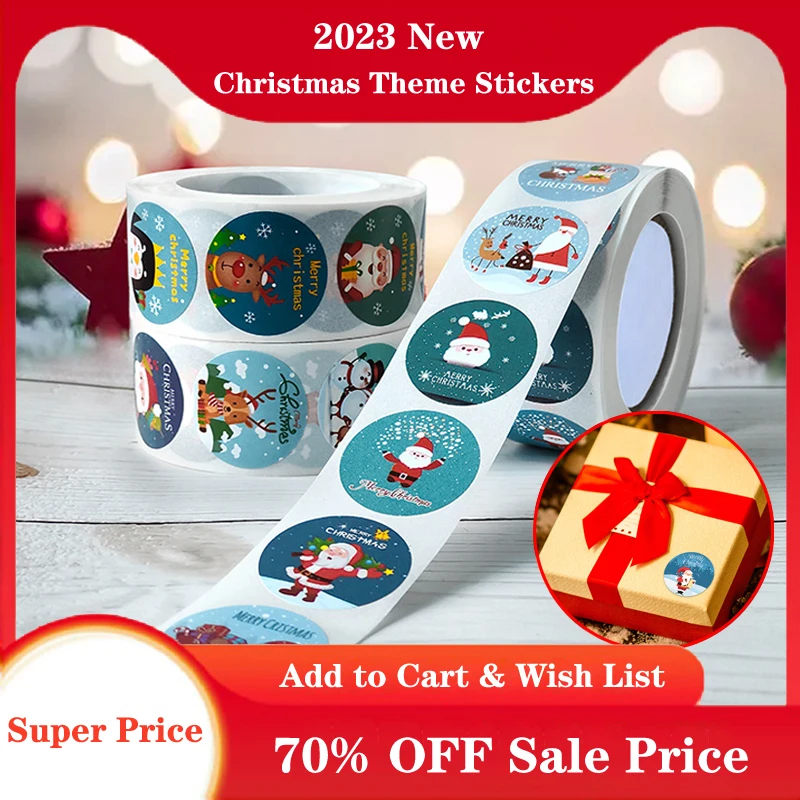 

50-500Pcs Christmas Theme Stickers Merry Christmas Seal Labels Sticker DIY Gift Takeout Baking Package Envelope Stationery Decor