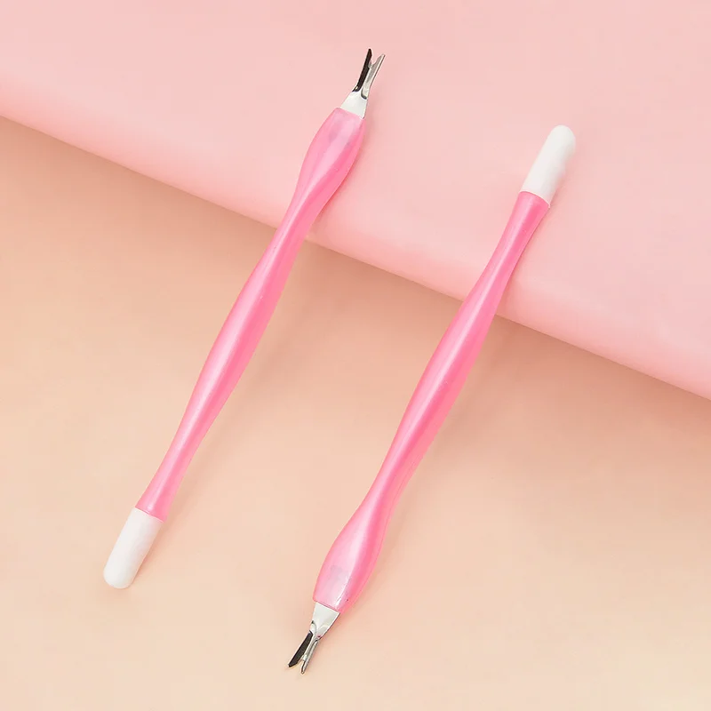 

10 Pcs/Lot Dead Skin Fork Nipper Pusher Trimmer Callus Cuticle Remover Pink Nail 2 In 1 Professional Manicure Art Care Tools