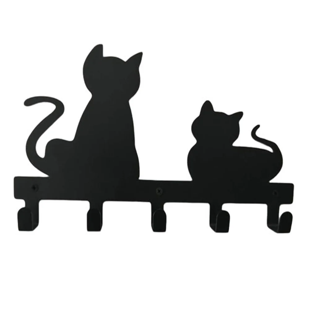

Hooks Wall Hook Coat Hanging Rack Clothes Towel Key Hanger Entryway Black Iron Cat Bathroom Mounted Mountshelf