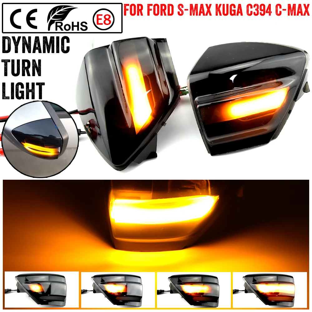 

Автомобильные аксессуары, светодиодный динамический сигнал поворота, боковое крыло, зеркальный световой индикатор, лампа для Ford S-Max 2007-2014 Kuga C394 08-2012 C-MAX