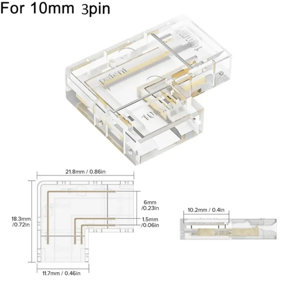 

Прозрачные беспаечные светодиодные соединители COB 8/10 мм 2/3/4-контактные