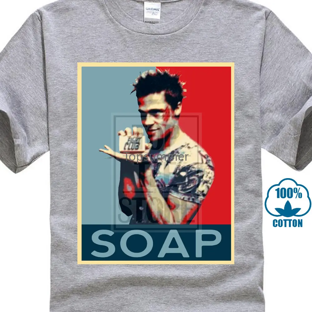 

New 2017 Fashion Hot Soap Fight Club Brad Pitt Obama Hope Style T Shirt