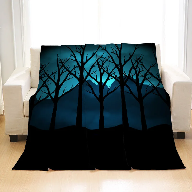 

Green Forest Landscape Printing Soft And Warm Coral Flannel Spring Autumn Close-fitting And Rapid Heating Up Four Season Blanket