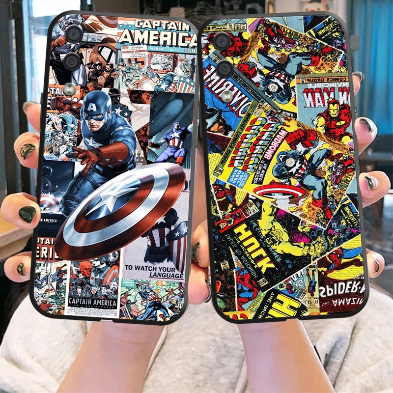 

Marvel Comics Logo Phone Case For Samsung Galaxy S8 S9 S10 S10E S20 S21 FE S21 Plus Soft Liquid Silicon Back Coque Black