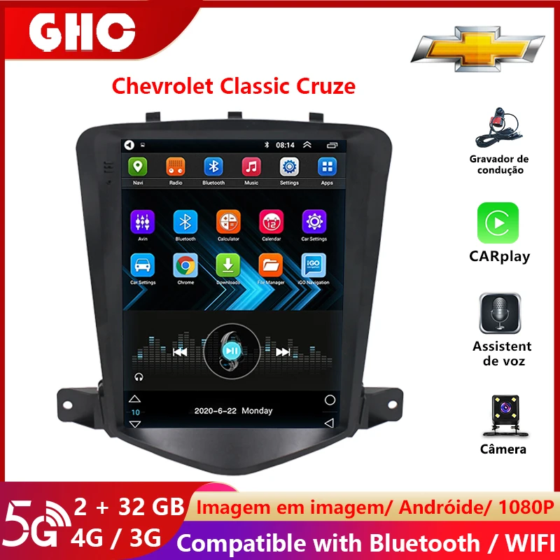 

Автомагнитола GHC для Chevrolet Cruze, мультимедийный проигрыватель 2 Din на Android, с GPS, Wi-Fi, Bluetooth, 9,7 дюйма, для Chevrolet Cruze, 2009-2015