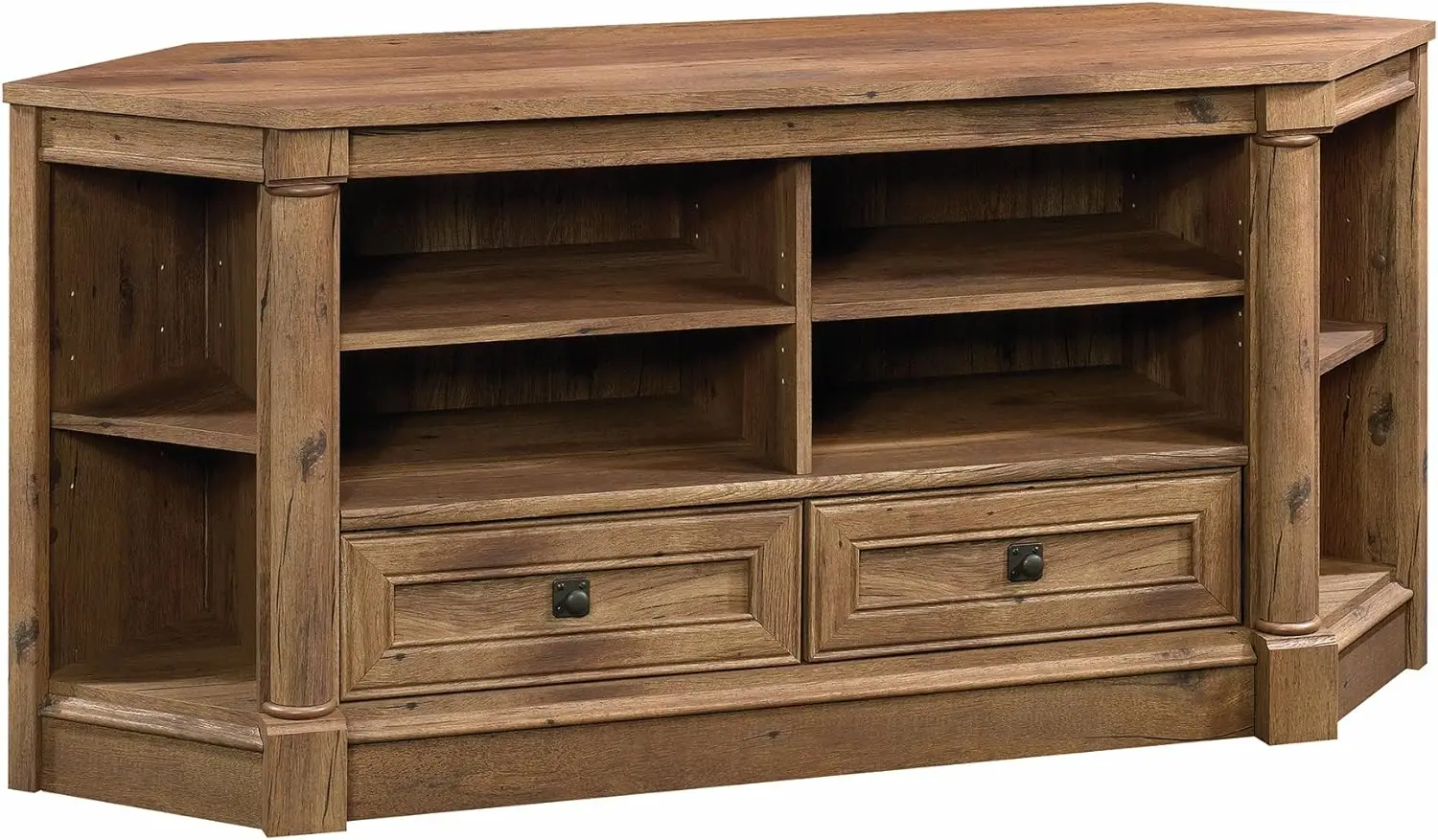 

Corner Entertainment Credenza, For TVs up to 60", Vintage Oak Finish
