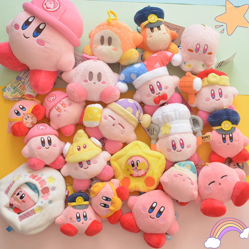

Grab Doll Kirby Plush Doll Cartoon Chef Nightcap Car Key Chain Backpack Pendant Girl Jewelry Graduation Gift Couple Decoration