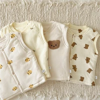 infant baby girl boy vest autumn winter cartoon print bear outerwear for newborn pure cotton thick kids clothes girls costumes