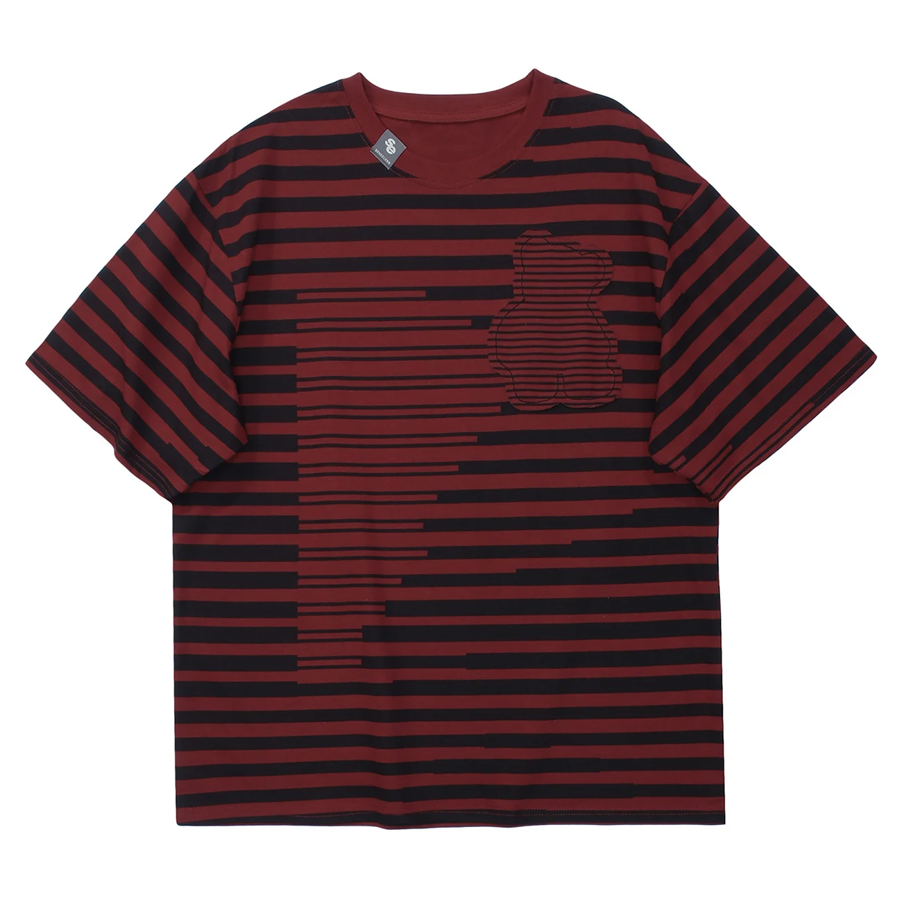 

LACIBLE Summer Vintage Striped Bear Graphic T Shirts Cotton Short Sleeve Tee Shirts Tops Casual Loose Streetwear Men Clothing