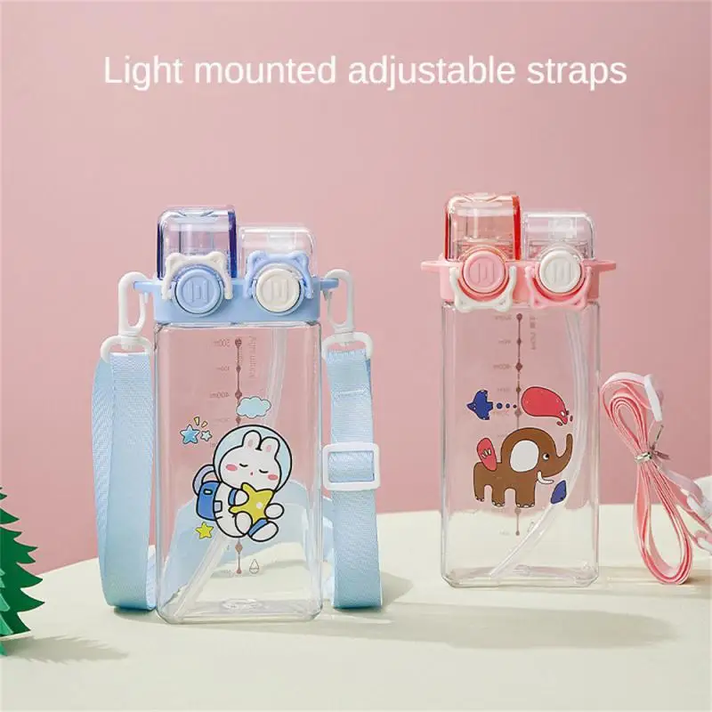 

Online Red Straw Cup Double Straw Cartoon Pattern Drinking Cup Boys School Students Girls Water Bottle Sports Special Straw Cup