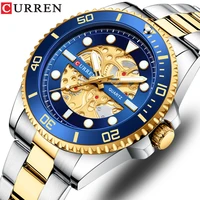 curren fashion watches gold hollow design quartz watch men stainless steel band luminous wristwatches for male relogio masculino