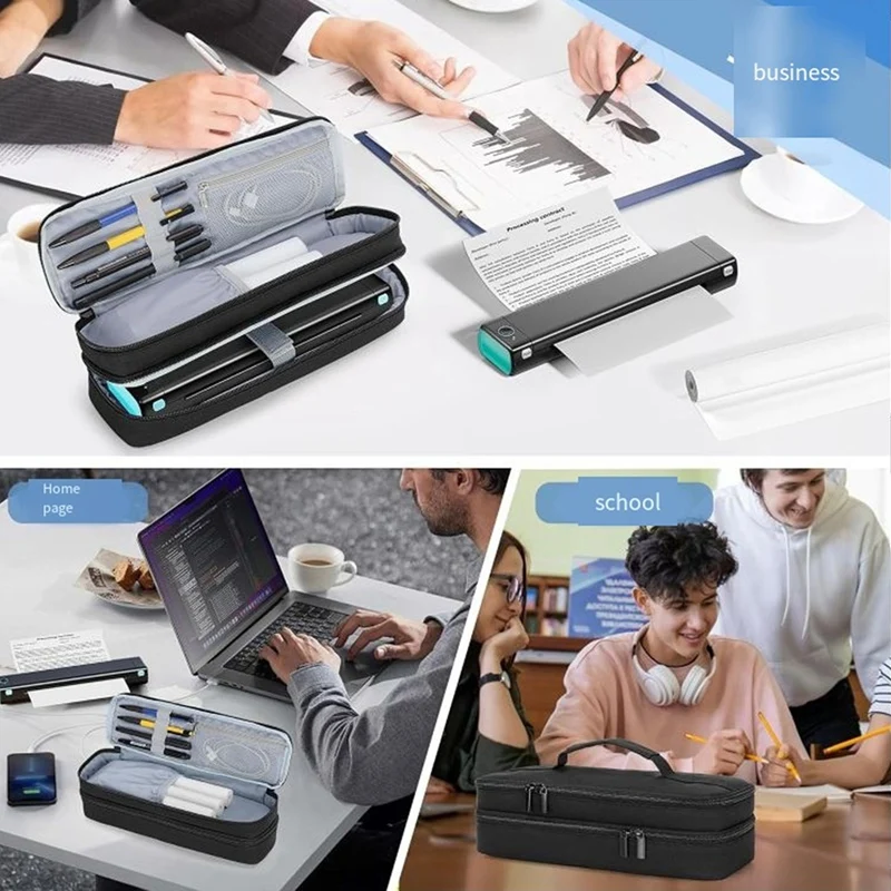 Portable Printer Case For Phomemo M08F Itari M832 JADENS Aixiqee MUNBYN Double-Layers Mobile Storage Bag