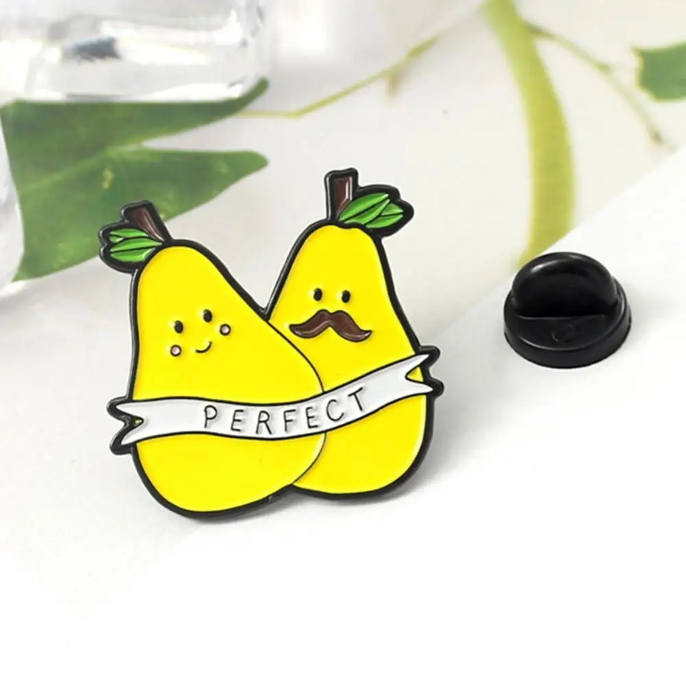 

Pin Brooch Badge Cartoon Double Pear English Letter Perfect Collar Clothes Decor