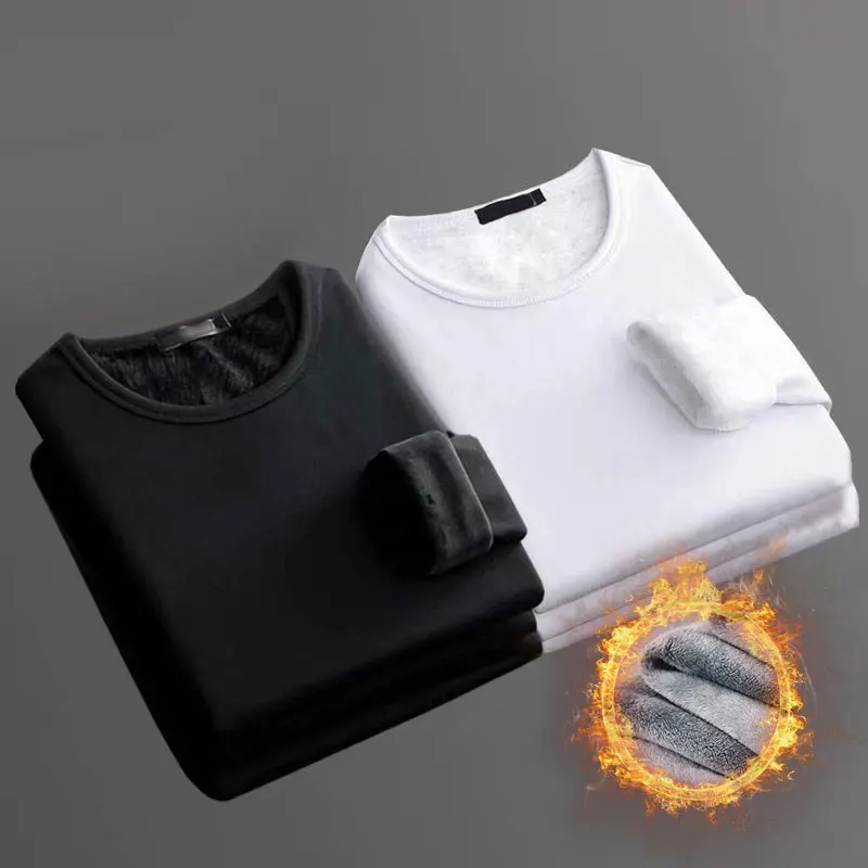 

Keep Warm Thermal Underwear For Man Casual Solid Color Men's Winter Thermo Undershirt Thick Thermo Long Sleeve Top S