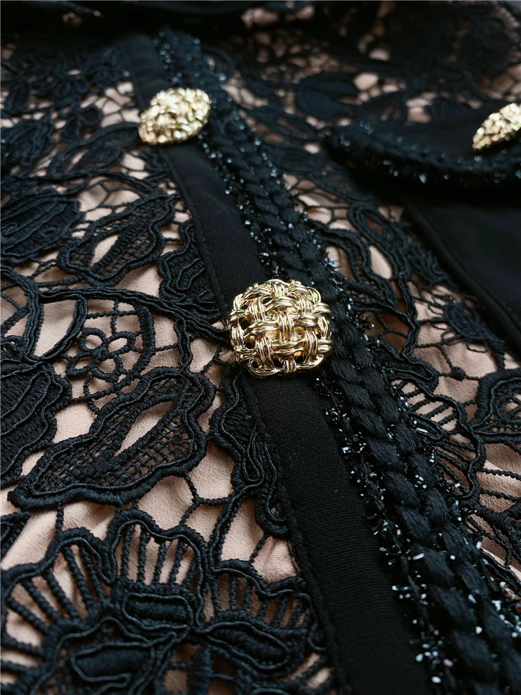 Официальное Платье сверхпрочное кружевное однобортное ажурное платье