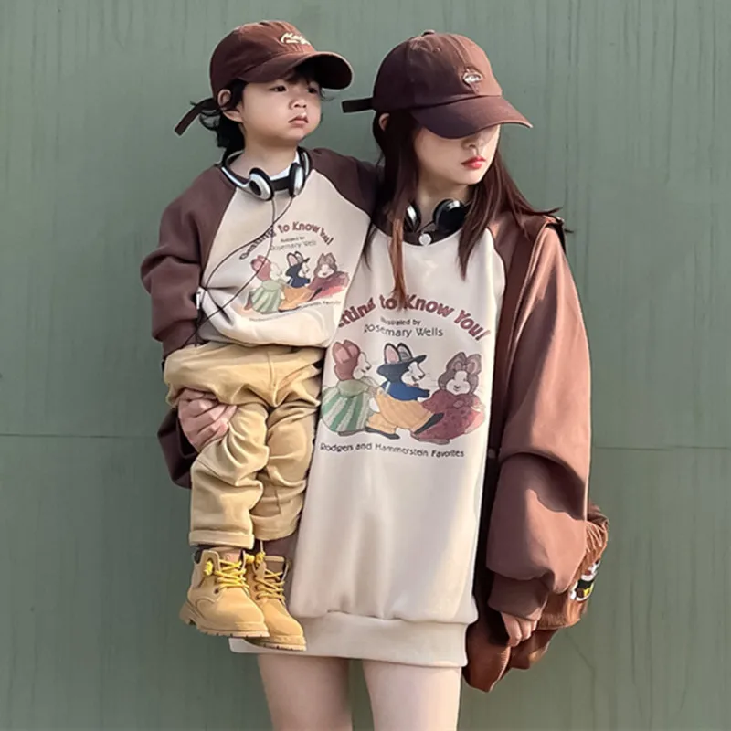 

Sweatshirt Mom And Daughter Equal Clothes Mother And Son Boy Same t-Shirt Kids Clothing 2023 Winter Fashion Korea Girl Women Top