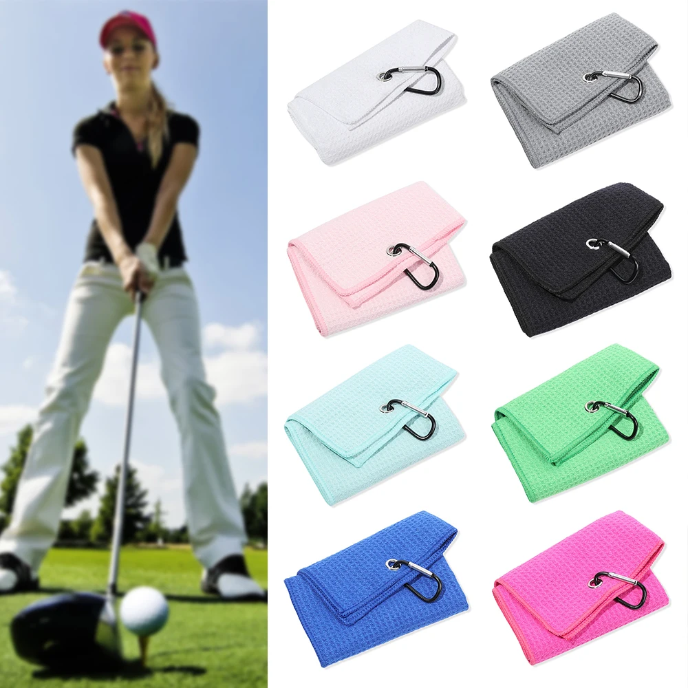 

Microfiber Cotton Golf Towel With Carabiner Hook Cleans Clubs Golf Towel Balls Hands Cleaning Towels 3050cm