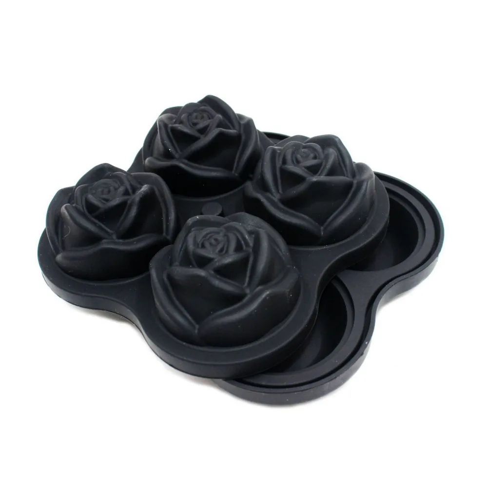 

4/6 Grids Silicone Rose Shape Icecream Mold Tray Candy Cake Pudding Chocolate Molds Reusable Whiskey Cocktail Bar Tools
