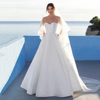 elegant wedding dress strapless floor length sleeveless satin ball gown backless sleeveless wedding party de fiesta robe de