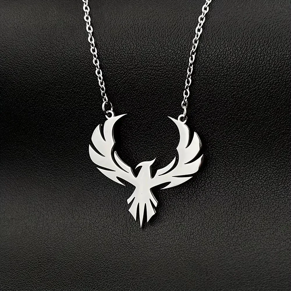 Упрощенная линия обхватывание из нержавеющей стали ожерелье с огненной птицей