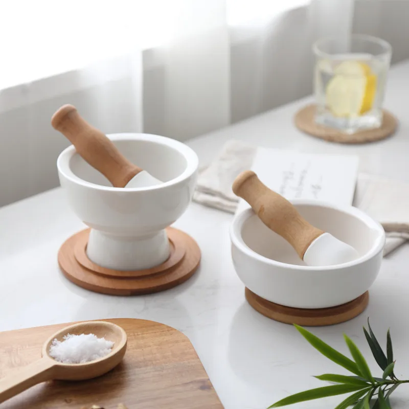 

Salt Pepper Wheat Mill Mortar Pestle Spice Grinder Electric Garlic Ceramic Small Vijzel En Stamper Kitchen Accessories OC50YM