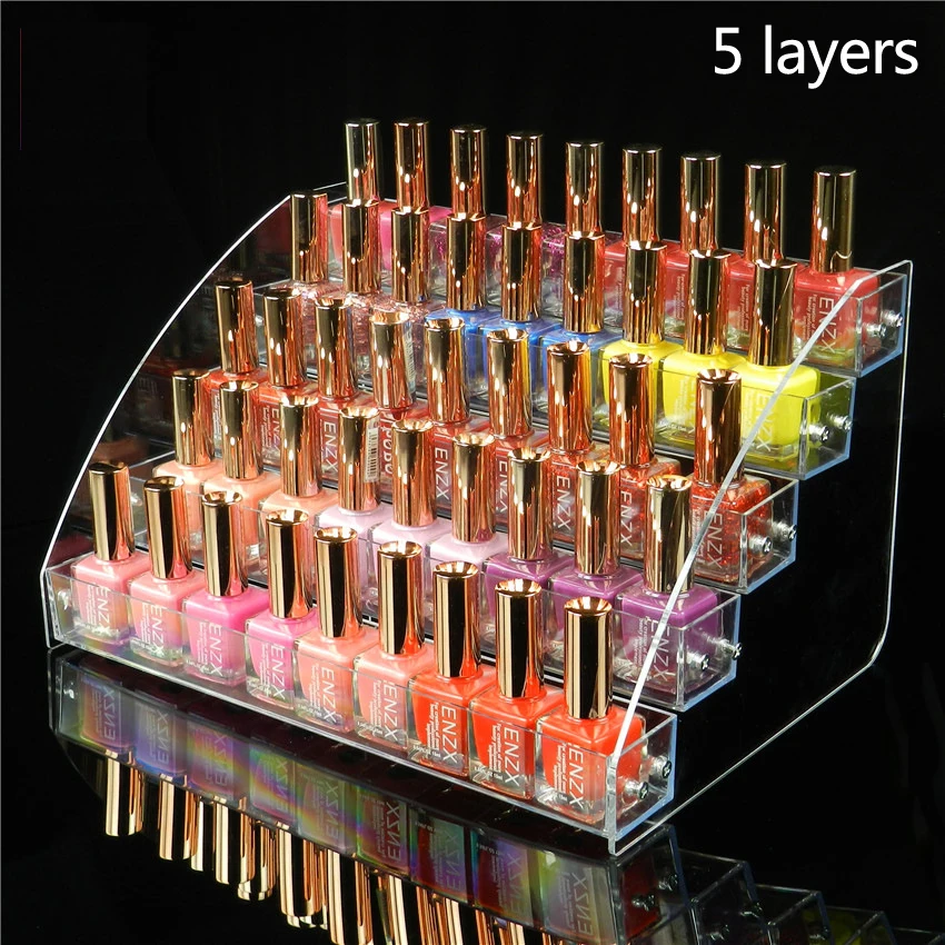 

5/6/7 Layers Acrylic Nail Polish Display Organizer Shelf Clear Cosmetic Display Rack Holder Frame Jewelry Stand Storage Box