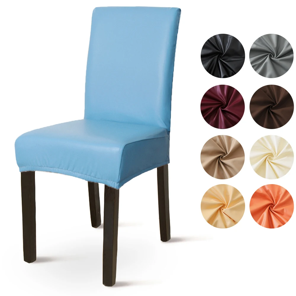 

1/2/4/6 PCS PU Dining Chair Cover Leather Waterproof and Oil Proof Chair Slipcover Bar Stools Seat Covers for Office Party Hotel