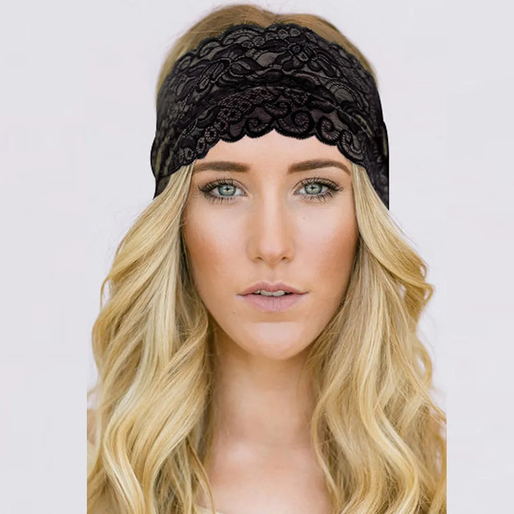 

Lace hair band Ladies flower Lace Sports Yoga Sweatband Gym Stretch Headband girl Hair Band Barrettes Beach Casual Hairbands