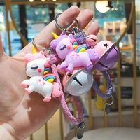 cute cartoon unicorn keychain female couple bag bag doll pendant creative silicone car key chain pendant wholesale