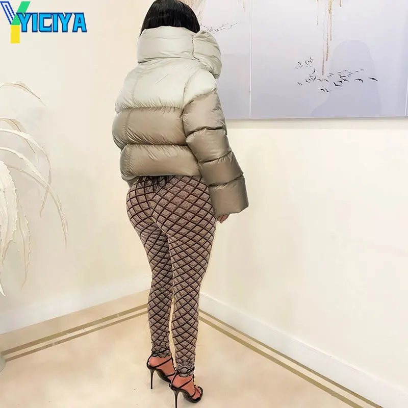 YICIYA Turtleneck Scarf Padded Winter Jackets 2023 Woman Thicked Long Sleeve Zipped Female Spliced Coat Casual Streetwear Jacket