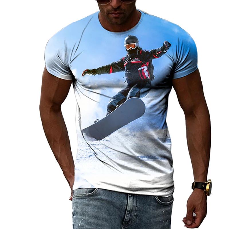

Snow Skiing Sport Summer Harajuku Design Fashion Men T shirt Hot Summer 3D All Over Printed Tee Tops shirts Unisex T shirt