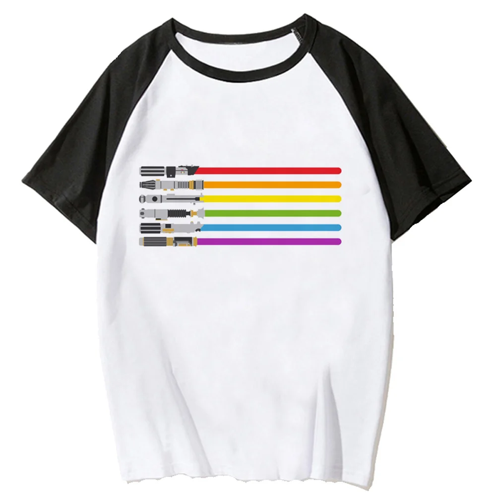 

Lightsaber Rainbow Tee women anime Y2K funny t shirt girl manga Japanese streetwear clothes