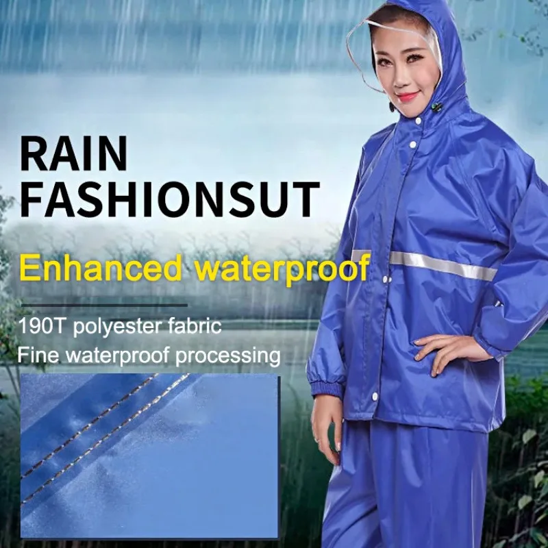 

Thick motorcycle raincoat set split rain adult raincoat men and women split raincoat double raincoat rain pants