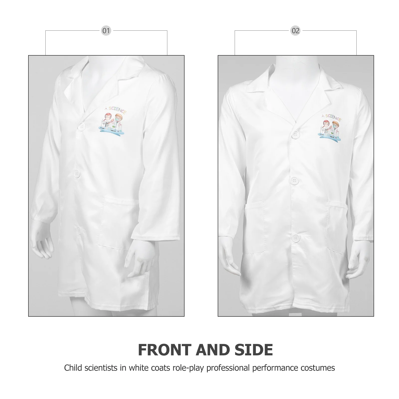 Детские аксессуары детский костюм ветровка милое лабораторное пальто белый