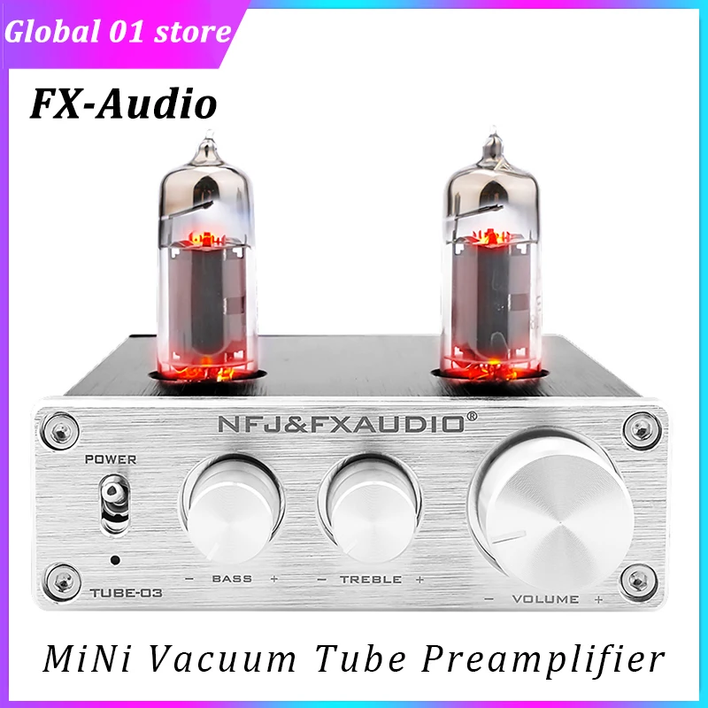 FX Audio 6K4 Vacuum Tube Preamplifier 2.0 HiFi Mini Preamp Independent Treble And Bass 5532*2 Op Amp RCA Output Audio Amplifier