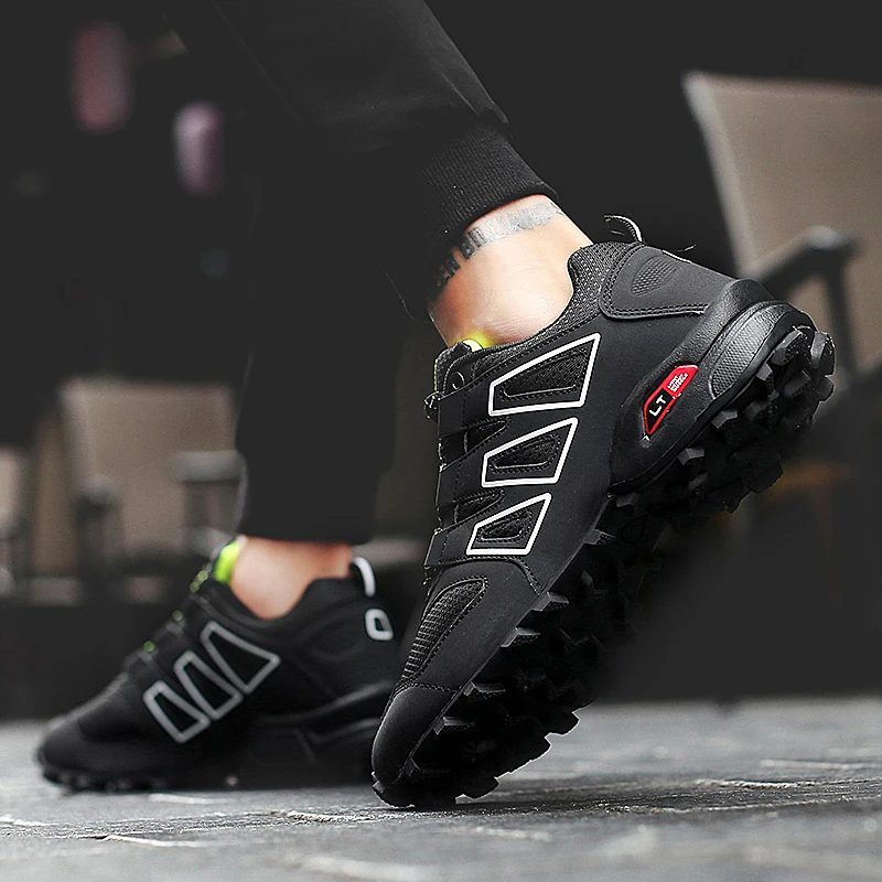 JIEMIAO Hiking Shoes Men Summer Sports Lightweight Breathable Hiking Fishing Shoes Woodland Work Boots Outdoor Trekking Shoes