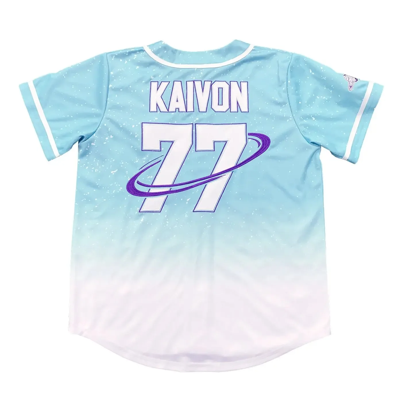 Kaivon Teal Джерси для мужчин/женщин Харадзюку тонкие пуговицы бейсбольная форма Слик