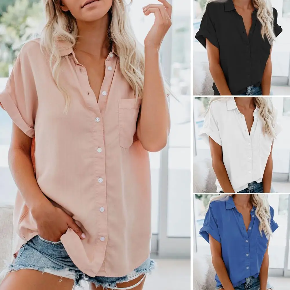 

Trendy Solid Color Simple Loose Shirt Women Shirt Thin Skin-touch
