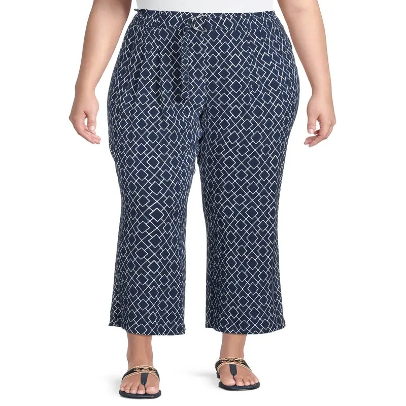 

Heart N` Crush Women`s Plus Size Geo Print Belted Culotte Pants