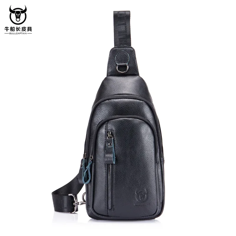 

BULLCAPTAIN 100% Genuine leather Men Chest Bags Sling Bag Crossbody bag Leisure Fashion Shoulder Bag for Travel Design Bag