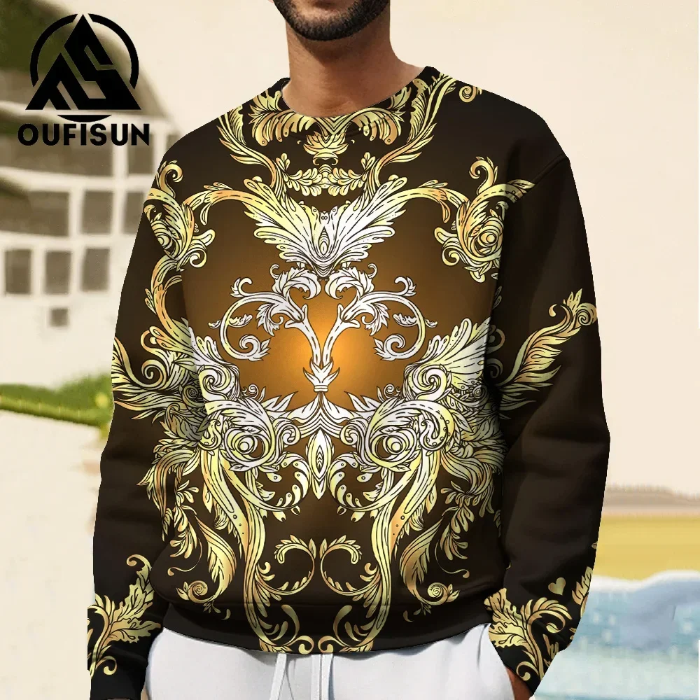 Винтажная Мужская толстовка футболка с длинным рукавом и 3D-принтом в стиле