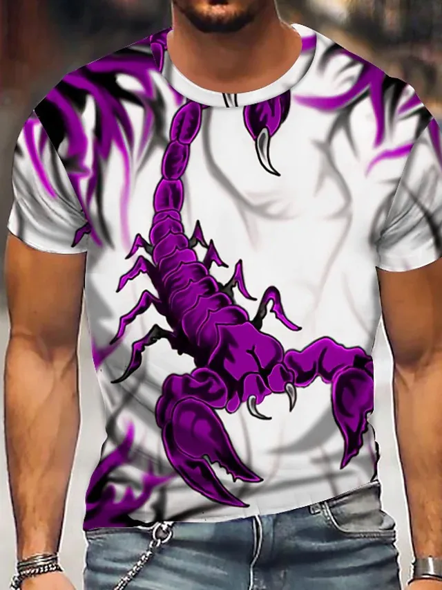 Футболка мужская с 3D-принтом скорпиона, дизайнерская тенниска в стиле хип-хоп, топ оверсайз, одежда в стиле унисекс, лето