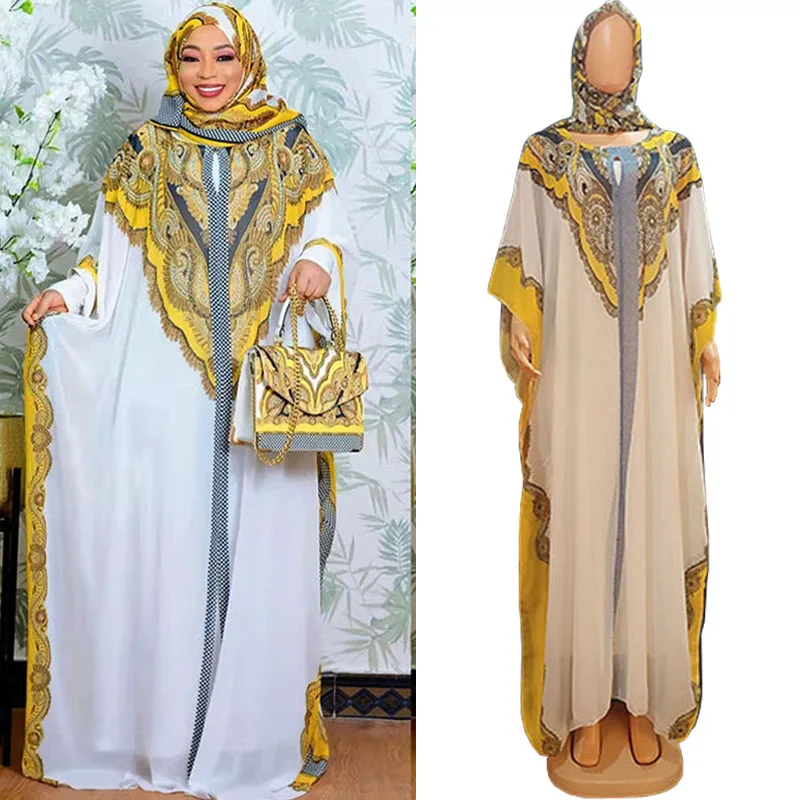 

African Dresses for Women Moroccan Kaftan Boubou African Dashiki 3 Piece Set Muslim Dress Dubai Abaya Oversize Caftan Robe Gown