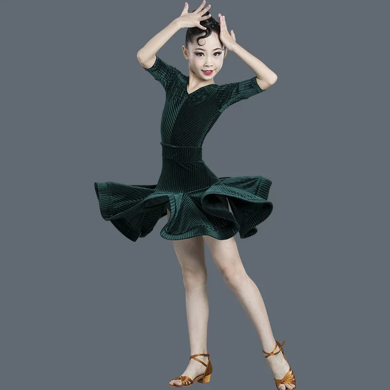 Детское платье для латинских танцев осенне-зимняя профессиональная одежда